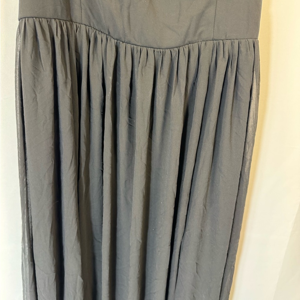 Lulus Radiant Charisma Black Chiffon Ruched Tie-Strap Maxi Dress 3X - Picture 6 of 9